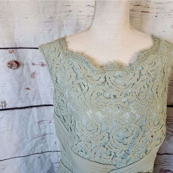 Tadashi Shoji Lace Dress with Pintuck Jersey Waist Size 14 - Picture 4 of 6